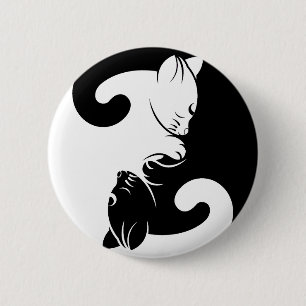 Cats yin yang 6 cm round badge