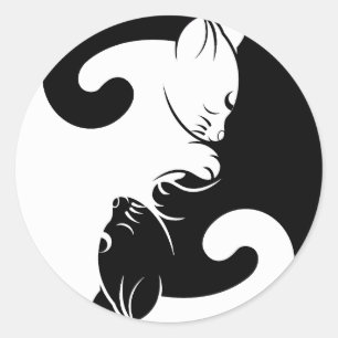 Cats yin yang classic round sticker