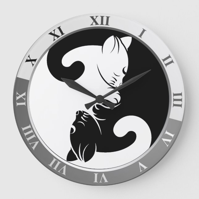Cats yin yang large clock (Front)
