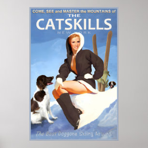 Catskill Mountains Snow Ski Winter Sports Travel Poster