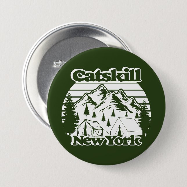 Catskill New York 7.5 Cm Round Badge (Front & Back)