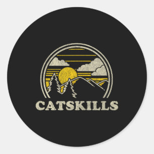 Catskills New York Ny T Shirt Vintage Hiking Mount Classic Round Sticker