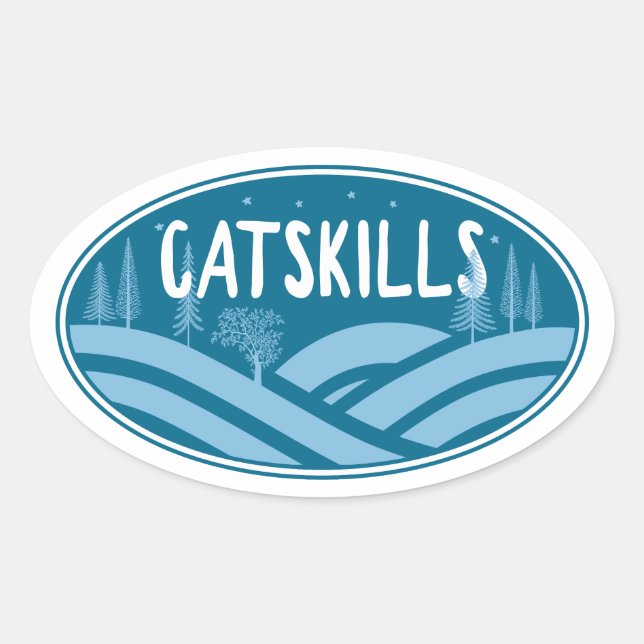 Catskills New York Outdoors Oval Sticker (Front)