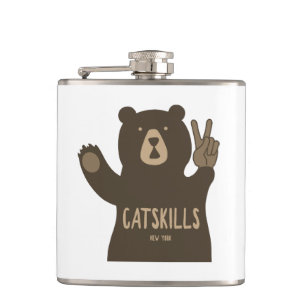 Catskills New York Peace Bear Hip Flask