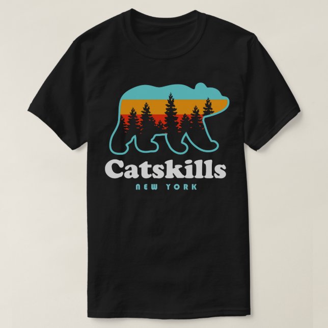 Catskills NY Bear Camping Hiking Mountains New Yor T-Shirt (Design Front)
