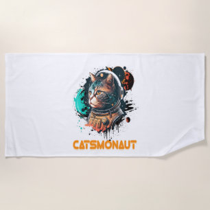 Catsmonaut Astronaut Cat Or Space Cat Beach Towel