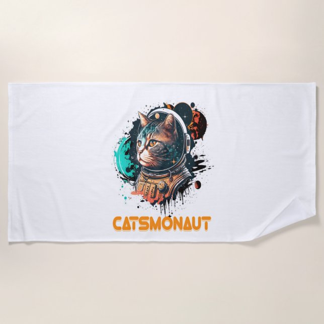Catsmonaut Astronaut Cat Or Space Cat Beach Towel (Front)