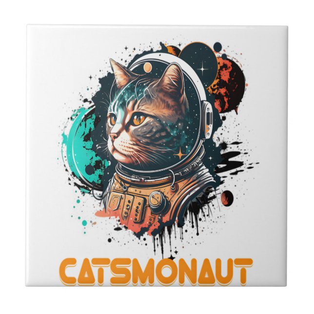 Catsmonaut Astronaut Cat Or Space Cat Ceramic Tile (Front)