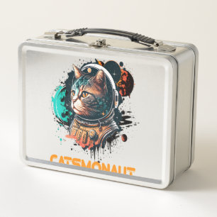 Catsmonaut Astronaut Cat Or Space Cat Metal Lunch Box