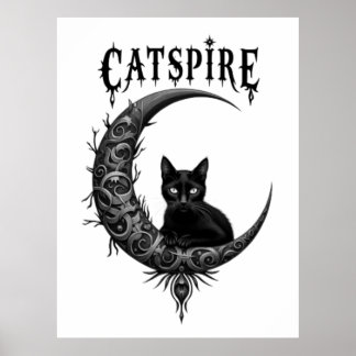 Catspire Gothic Black Cat Moon Poster Print