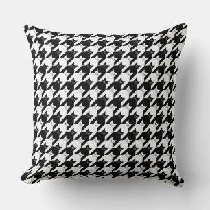 Catstooth Black and White Houndstooth Pattern Cushion
