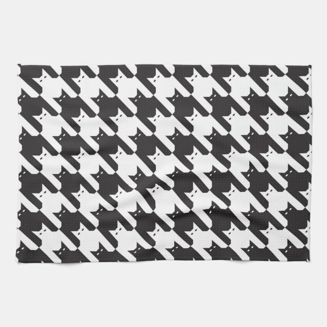 CatsTooth Black and White Tea Towel (Horizontal)