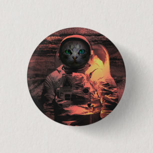 catstronaut 3 cm round badge
