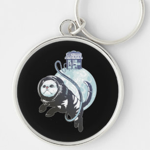 Catstronaut Cat in Space Key Ring