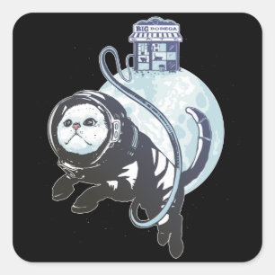Catstronaut Cat in Space Square Sticker