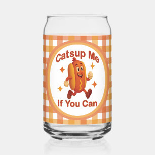 Catsup Me If You Can Funny Hot Dog – Ketchup Pun Glass