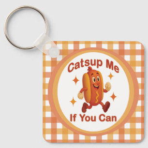 Catsup Me If You Can Funny Hot Dog – Ketchup Pun Key Ring