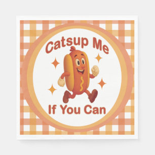 Catsup Me If You Can Funny Hot Dog – Ketchup Pun Napkin