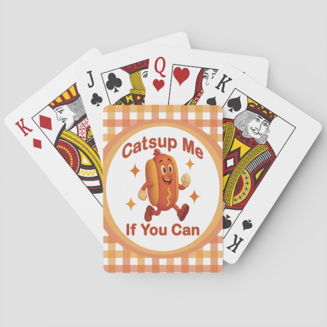Catsup Me If You Can Funny Hot Dog – Ketchup Pun Playing Cards (Back)