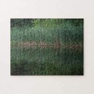 Cattail Reflections In Pond Orton Effect Jigsaw Puzzle