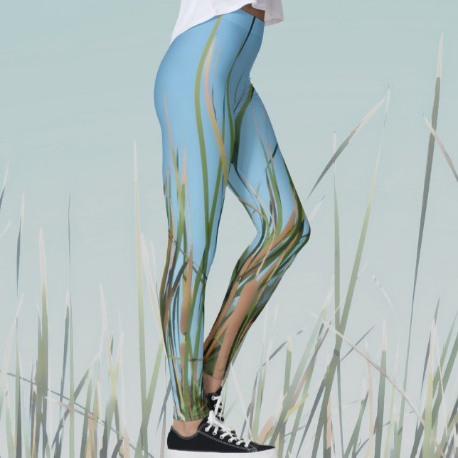 Cattails Abstract Chic Sky Blue Leggings (Creator Uploaded)