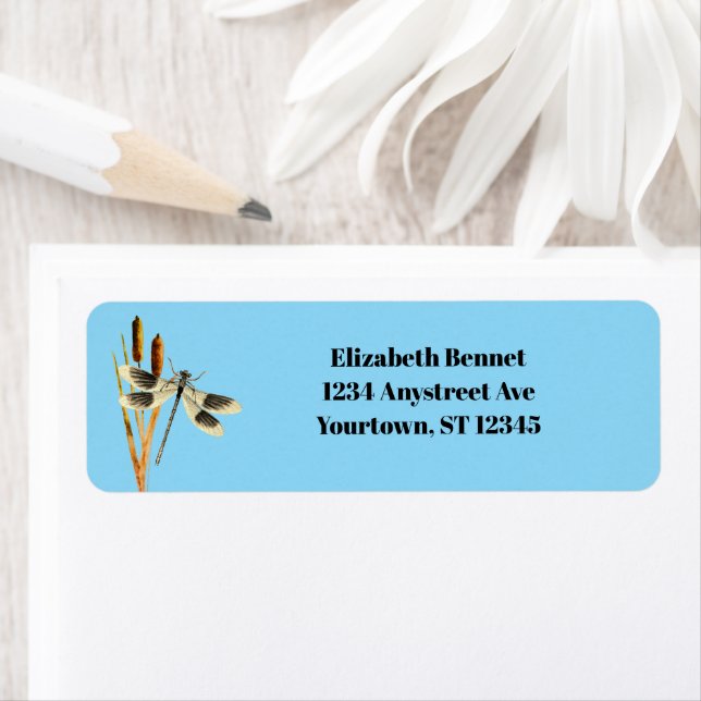 Cattails and Dragonfly Return Address Label (Insitu)