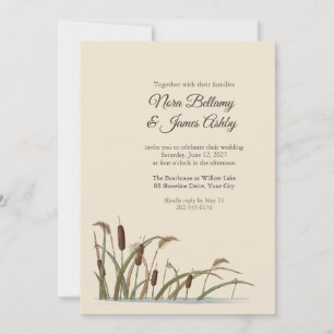 Cattails and Reeds Lakeside Wedding Invitation