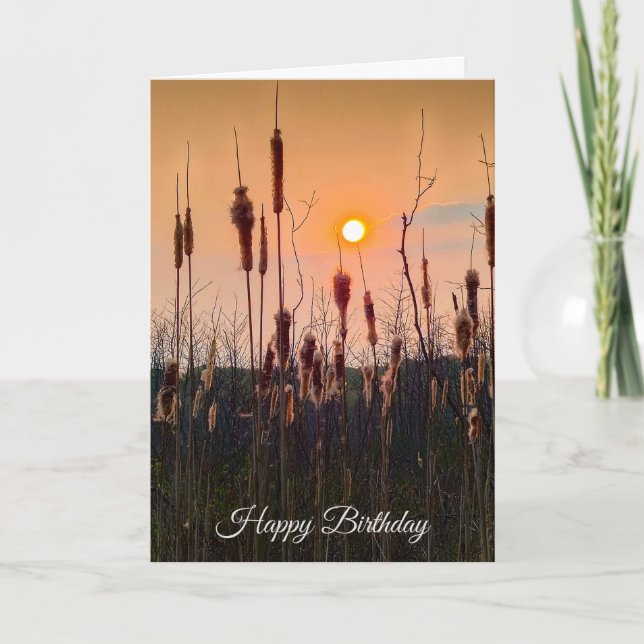 Cattails and Sunset Birthday Card (Front)