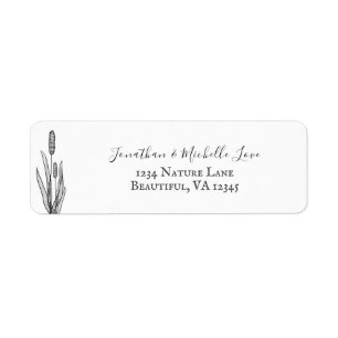 Cattails Black and White Address Return Address Label