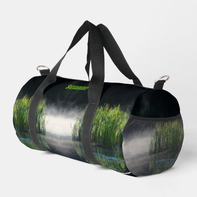 Cattails In Mist Personalised Duffle Bag (Right Corner)