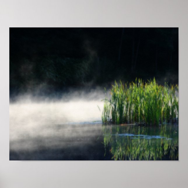 Cattails In The Mist On A Pond Orton Art Poster (Front)