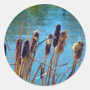 Cattails on the Pond Classic Round Sticker
