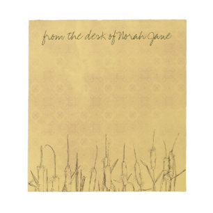 Cattails Pen and Ink Drawing Personalised Notepad