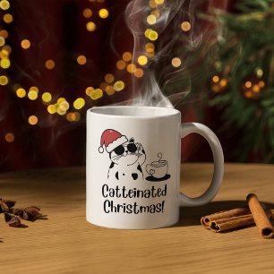 Catteinated Christmas Coffee and Cat Lover Holiday Mug