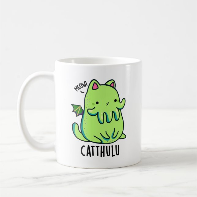 Catthulu Funny Cthulhu Cat Pun  Coffee Mug (Left)