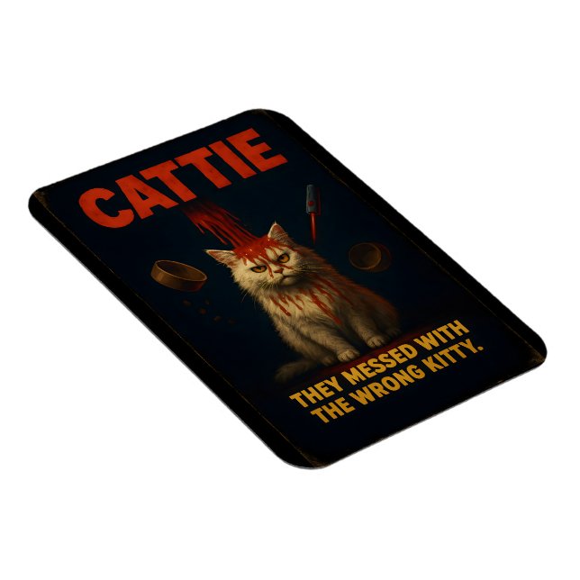 CATTIE – Funny Horror Cat Parody Magnet (Right Side)