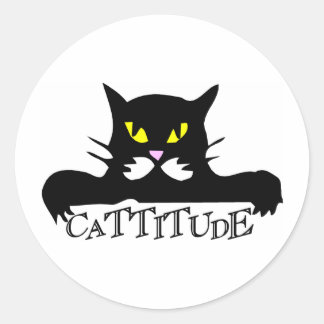 cattitude classic round sticker
