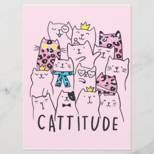 Cattitude Cute Cat, Funny Kitten Cat Lover Gift Menu