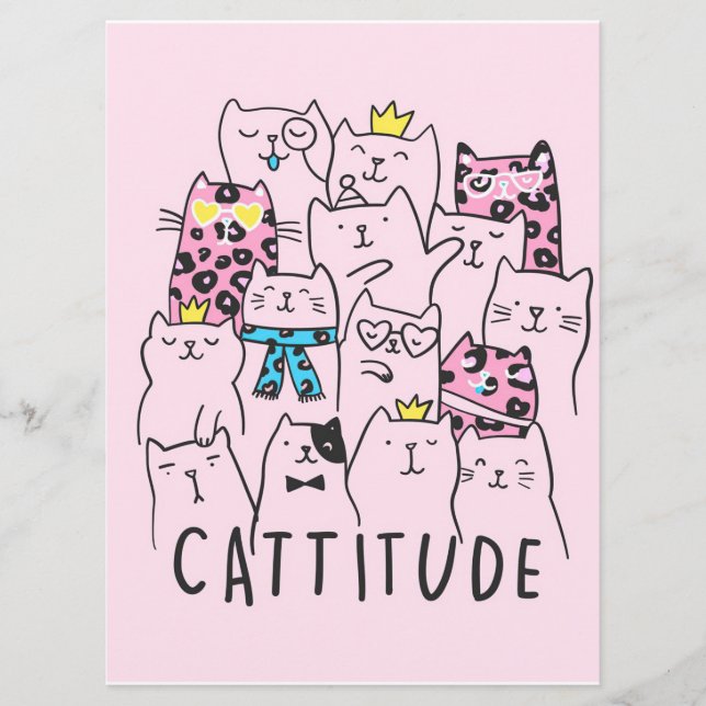 Cattitude Cute Cat, Funny Kitten Cat Lover Gift Menu (Front)