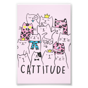 Cattitude Cute Cat, Funny Kitten Cat Lover Gift Photo Print