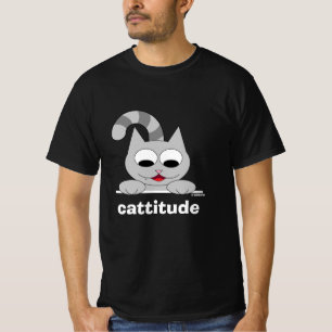 Cattitude Funny Cat Pun T-Shirt