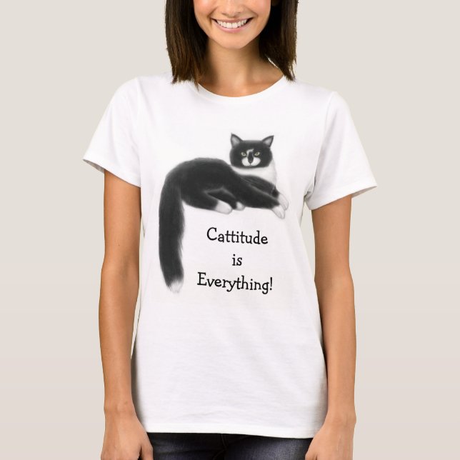 Cattitude is Everything Ladies Baby Doll Shirt (Front)