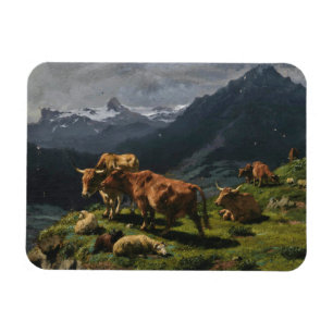 Cattle and Sheep in an Alpine Landscape Magnet