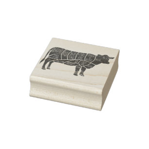 Cattle Butcher Chart Rubber Stamp