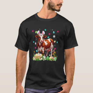 Cattle Cow Easter Egg Hunt Bunny Ear Cattle Happy T-Shirt