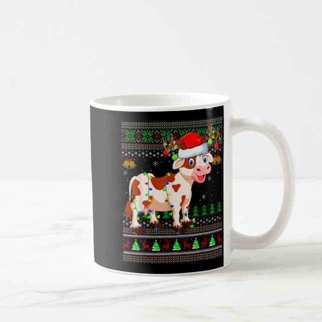 Cattle Cow Ugly Christmas Sweaters Holiday Santa C Coffee Mug (Right)