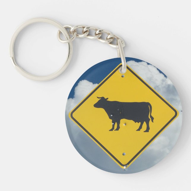 Cattle Crossing Sign Key Ring (Front)