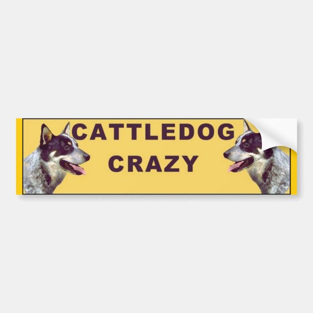 Cattle dog Crazy bumper sticker (Front)