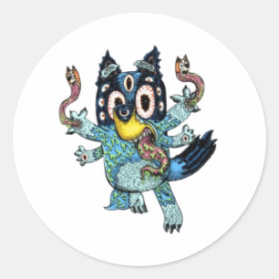 Cattle Dog Monster Classic Round Sticker