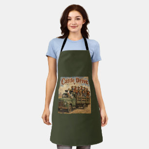 Cattle Drive Cartoon – Cow Driving Cowboys Apron